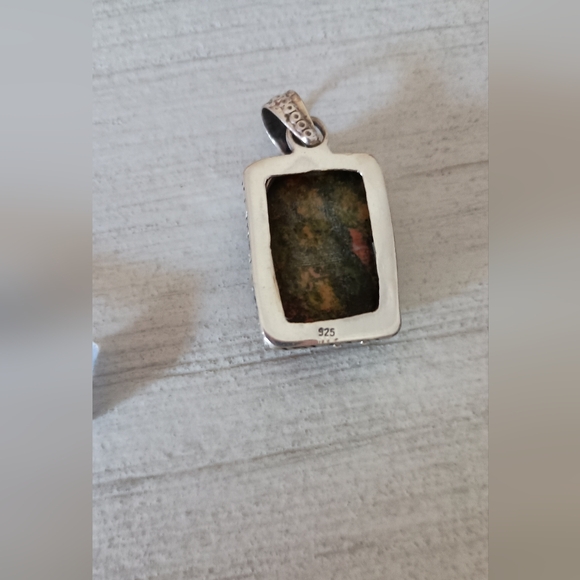 Clearance! 3/$15 Unakite and Sterling Silver Natural Stone Pendant - Picture 2 of 4
